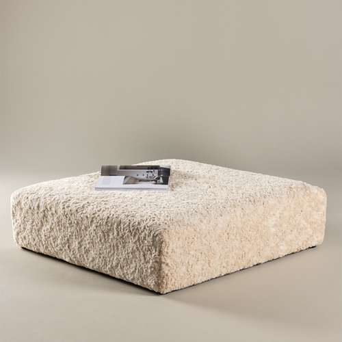 Nest living Erla Vierkante Poef Schapenvacht - Beige - vtwonen shop