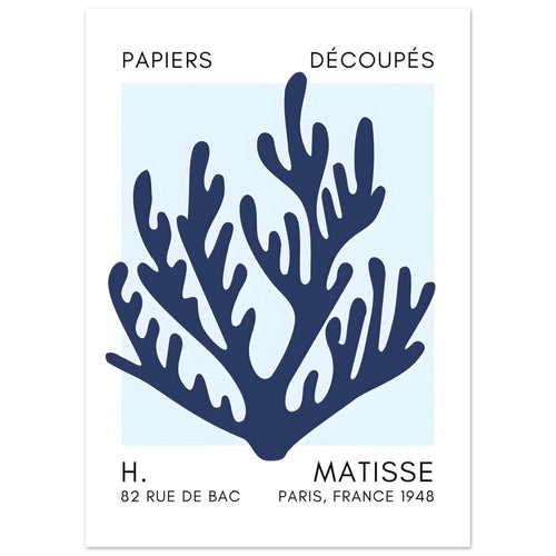 Artfulprints  Matisse – Coral harmony navy blue I   poster 50x70 cm