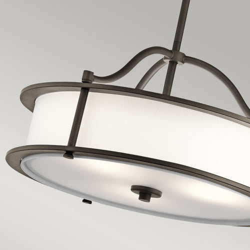 Elstead Emory - Semi-Flush Round Plafond Hanglamp Pewter, 3 Lichten, E27