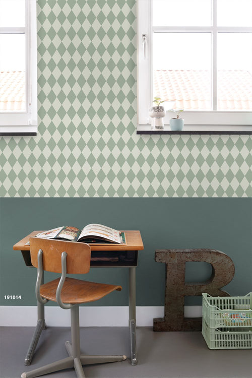 ESTAhome behang ruiten mintgroen - 50 x 900 cm - 131933