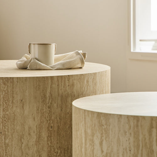 Calicosy - MAIA Set van 2 salontafels - Beige - 58x58x38 cm
