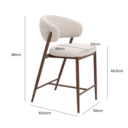 DÉJA Living Barstoel Skive - Beige/Walnoot - Zithoogte 67cm - Set van 2 - vtwonen shop