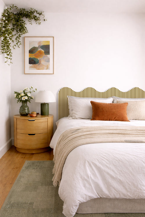 Gestoffeerd hoofdbord met golvende vorm 160x73,5 cm