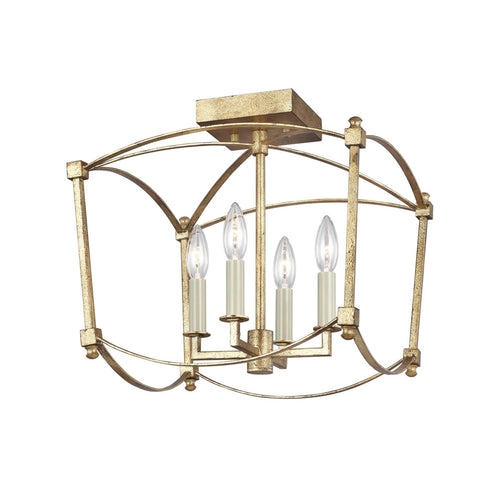 Elstead Feiss Thayer Semi Flush Plafondlamp Antiek Goud
