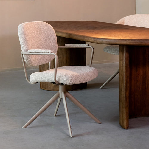 LABEL51 Eetkamerstoel Basel - Naturel Bouclé - Draaibaar - vtwonen shop