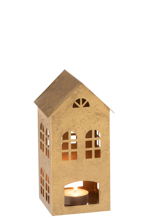 J-Line kaarshouder Huis Alpha - ijzer - goud