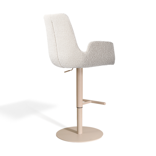 Nolon Niva-Eef tulp barkruk bouclé beige verstelbaar - beige poten