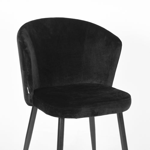 LABEL51 Eetkamerstoel Wave - Zwart Velvet - Zithoogte 50cm - Set van 2 - vtwonen shop