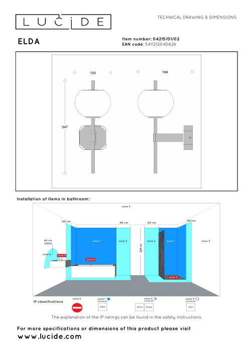 Lucide wandlamp badkamer ELDA - 1xG9 - Mat Goud / Messing - vtwonen shop