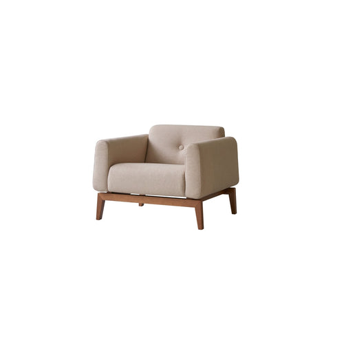 Tikamoon Fauteuil van massief eiken en ecru wol - Beige