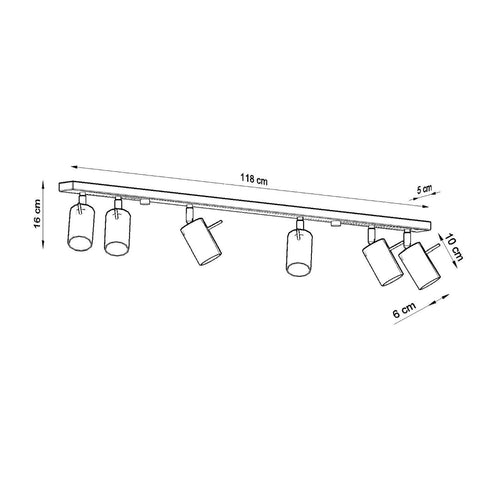Sollux Lighting Plafondlamp RING 6L geel - 118x6x16cm