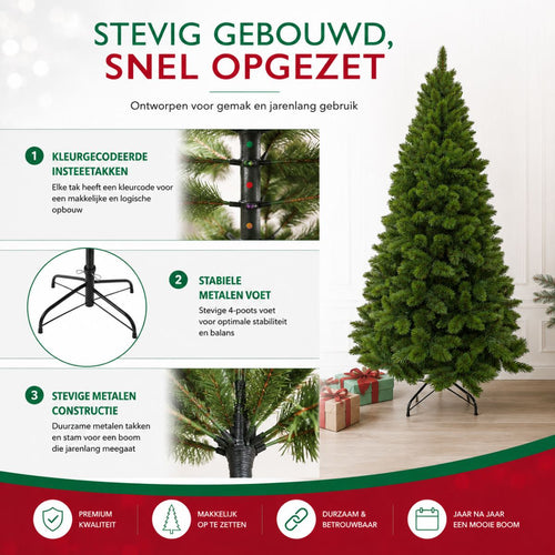 Triumph Tree Camden Slim Kerstboom - Volle Takken voor Kerstversiering - Kunstboom met Insteekconstructie voor Smal Ontwerp - H230 x Ø117 cm - Groen