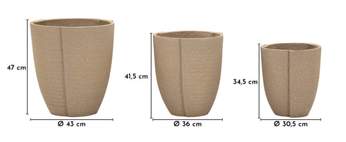 Mauro Ferretti cachepot - set van 3 - Ø 43×47–36×41,5–30,5×34,5 cm - grijs
