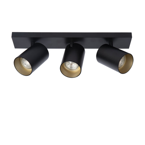 Atmooz plafondlamp Nuo 3 - zwart-goud vanbinnen - 42 x 13 x H 12 cm - GU10