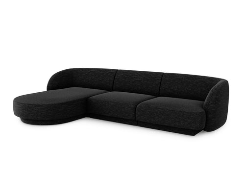 Micadoni linker hoekbank Miley 4-zits, structurele stof antraciet - 156x255x70cm