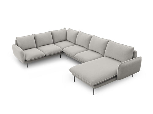 Cosmopolitan Design Panoramische hoekbank links Vienna 7-zits, structurele stof, lichtgrijs - 235x330x95cm