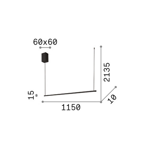 Ideal Lux ESSENCE Vierkante hanglamp met staafvormige kap, messing, 1x LED 2250lm 3000K