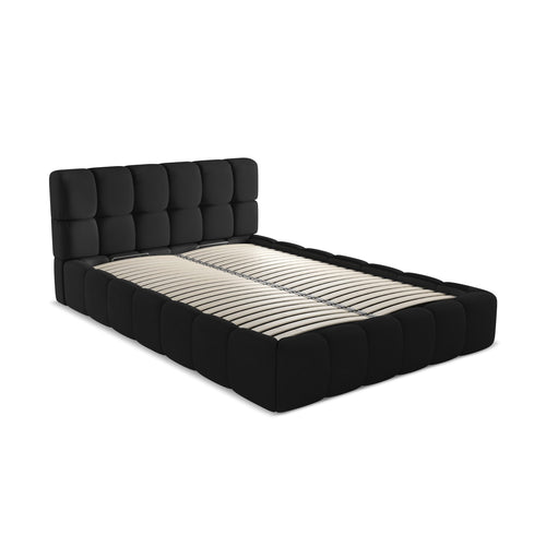 LaMiaSofa Bed met opbergruimte Roma - chenille stof - zwart - 160x228x82