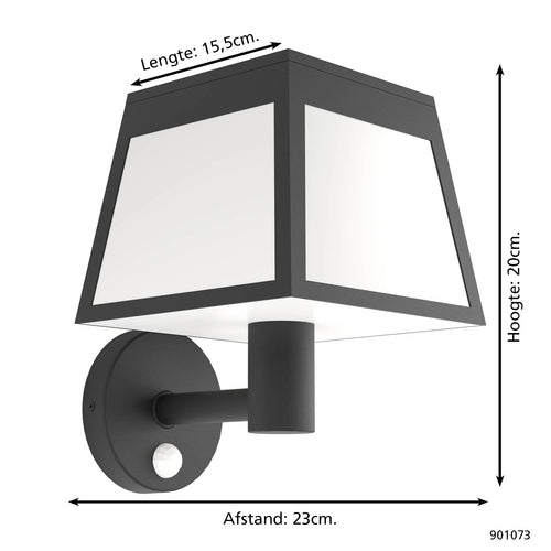 EGLO solar wandlamp buiten Altilia - led - 20 cm - zwart/wit