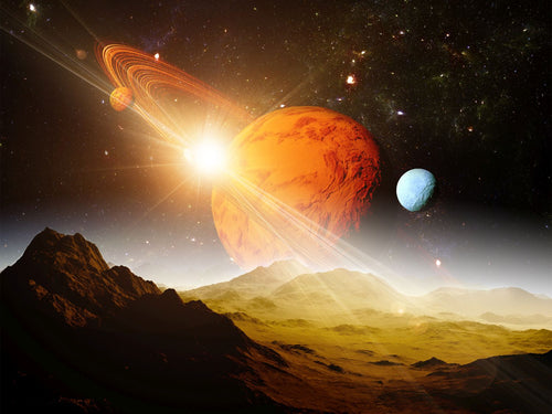 Sanders & Sanders fotobehang planeten in de ruimte oranje en bruin - 375 x 270 cm - 600998