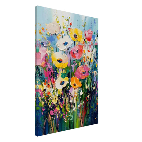 Artfulprints Canvas Colourful flowers canvas - 60x90 cm - Meerkleurig