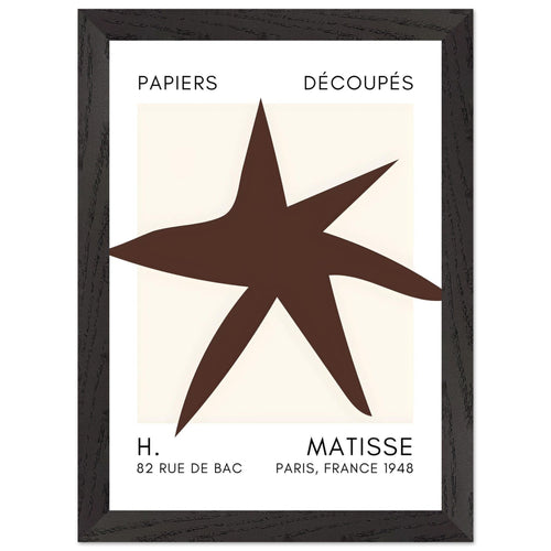 Artfulprints Poster met Lijst Matisse – Star of the sea brown   - A4 21x29.7 cm - Bruin