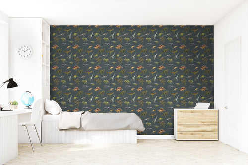 Sanders & Sanders behang dinosaurussen donkerblauw en groen - 50 x 900 cm - 935370