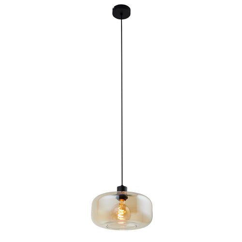Lighto | Art deco hanglamp zwart met amber glas | Velo - vtwonen shop