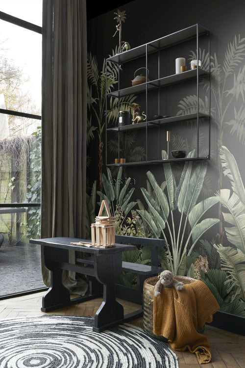 ESTAhome fotobehang jungle-motief zwart en vergrijsd groen - 300 x 279 cm - 158950 - vtwonen shop