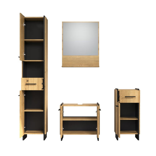Calicosy - badkamermeubels-set ELLIE - licht hout 154x34x190 cm