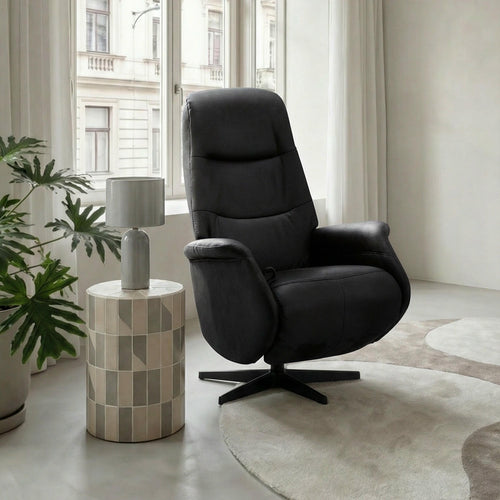 Furnhouse relaxfauteuil Delta - Zwart - Draaibaar - 79x90x114
