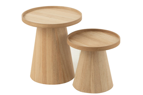 J-Line bijzettafels Rond + Rand - hout - naturel - set van 2