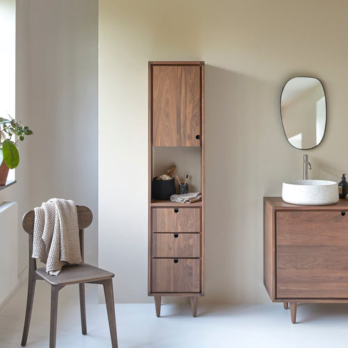 Tikamoon Massief notenhouten kolomkast - Donkerbruin