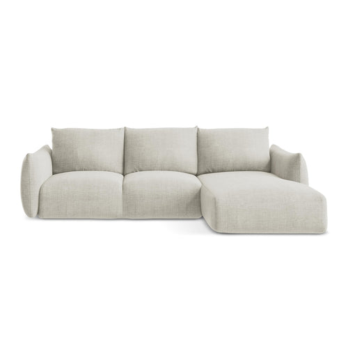 LaMiaSofa hoekbank rechts Savona - textuurstof - lichtbeige - 242x162x90