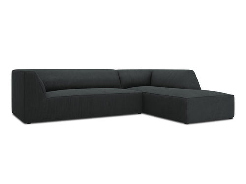 Micadoni rechter hoekbank Ruby 4-zits, ribfluwelen, zwart - 180x273x69cm