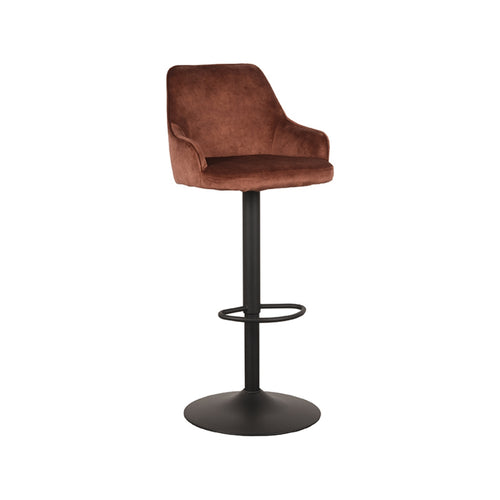 LABEL51 Barkruk Fender - Oranje Velvet - Zithoogte 64–84cm