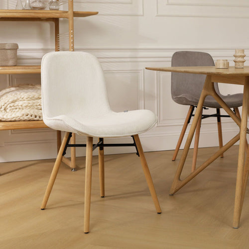 Nolon Nena-Fé Eetkamerstoelen Set van 2 - Ribstof Crème - Hout - vtwonen shop