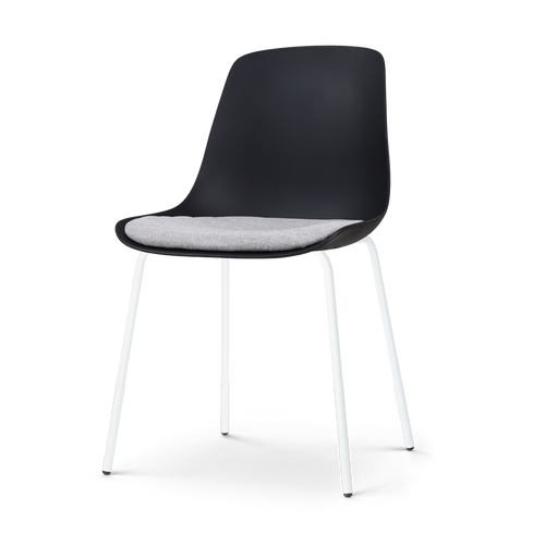 Nolon Nora-Liv Eetkamerstoel Zwart - Lichtgrijs Kussen - Witte Poten - vtwonen shop