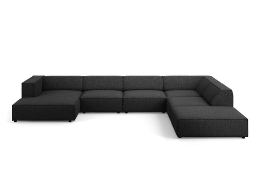 Cosmopolitan Design Panoramische hoekbank rechts Arendal 7-zits, chenille, zwart - 262x364x70cm