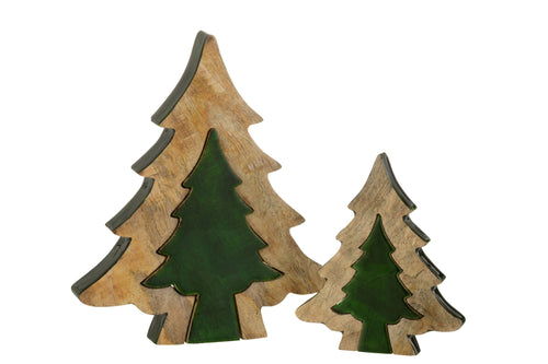 J-Line kerstdecoratie Boom Puzzel - hout - groen/naturel - large - vtwonen shop