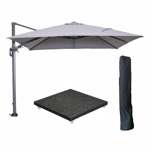 Garden Impressions zweefparasol Hawaii licht grijs 3x3 m incl 90 kg voet en hoes - vtwonen shop