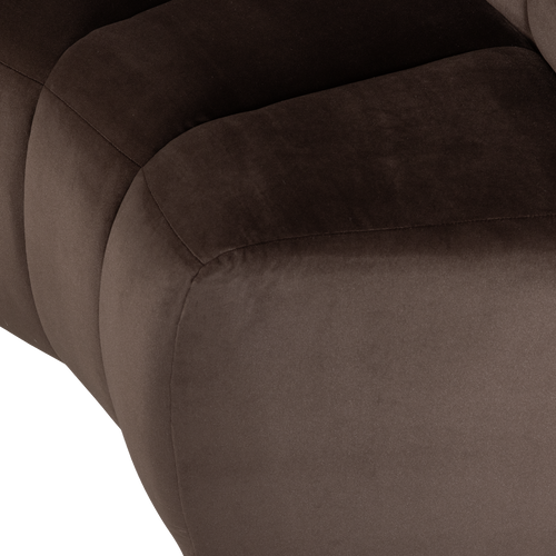 WOOOD eetbank halfronde hoek rugleuning Mojo - Velvet - Bruin - 83x152x73