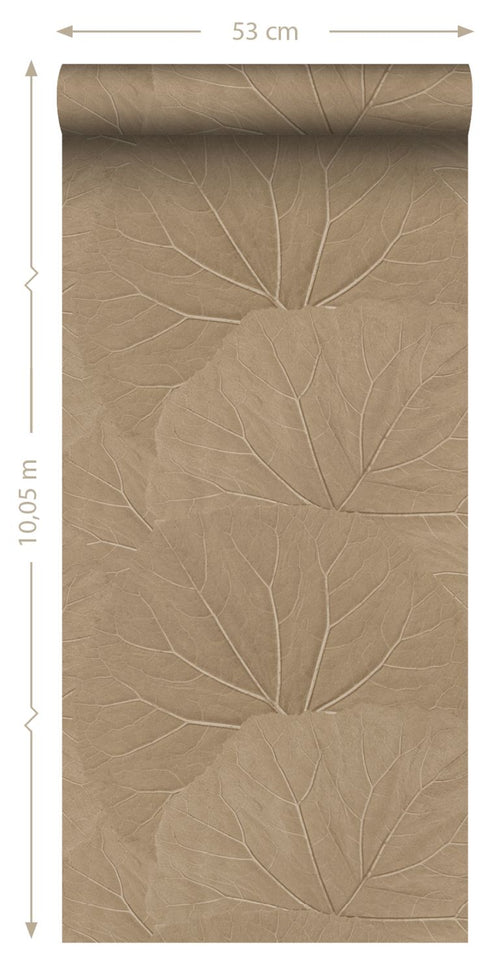 ESTAhome behang bladeren zand beige - 53 cm x 10.05 m - 139917