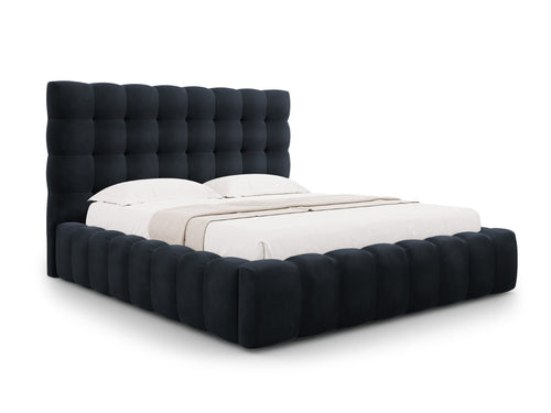 Cosmopolitan Design Opbergbed met hoofdeinde Bali 160x200cm, flueel, donkerblauw - 230x185x125cm