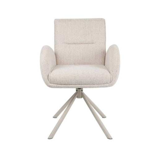 Giga Meubel Eetkamerstoel Tina Beige – Draaibaar – Met Armleuning – Stof en Metaal - Set van 2