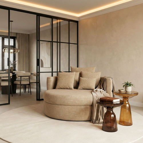 DÉJA Living Loveseat Miles - Taupe Stof - Ø124x84cm - vtwonen shop