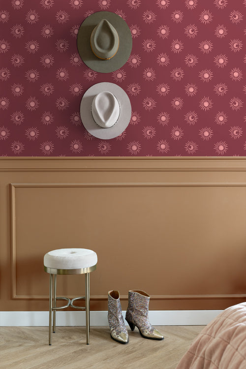 ESTAhome behang zonnetjes donker rood - 50 x 900 cm - 131777