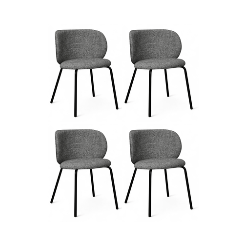 Furnhouse eetkamerstoel Nanna - Grijs - Stof (Bouclé) - Set van 4