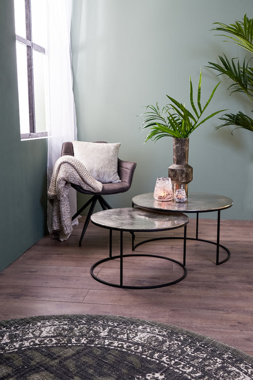 Light & Living salontafel THIZAS - Ø75x41cm - zilver - Set van 2 - vtwonen shop