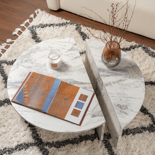 Calicosy - ORION Set van 2 salontafels - Licht hout - 90x90x35 cm